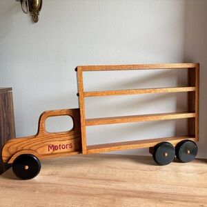 Wooden Kids Toy Truck Shelf